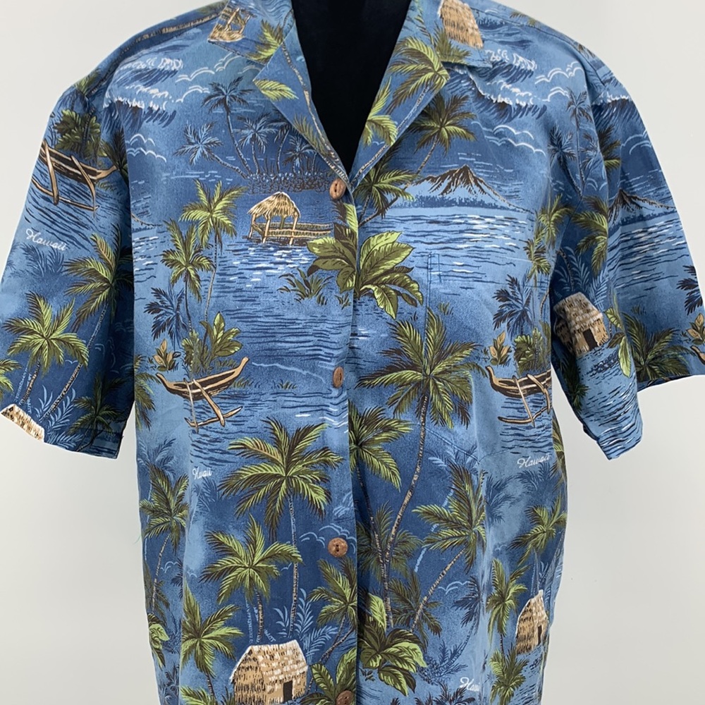 Hawaiian Shirt Luau Ocean Blue by Royal Creations size Large